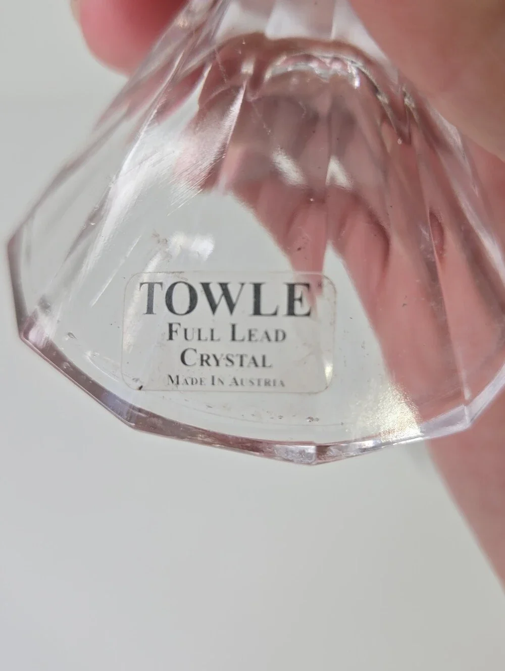Towle‎ Pair Crystal Candlesticks Facet Diamond Cut Made In Austria Art Deco Vtg